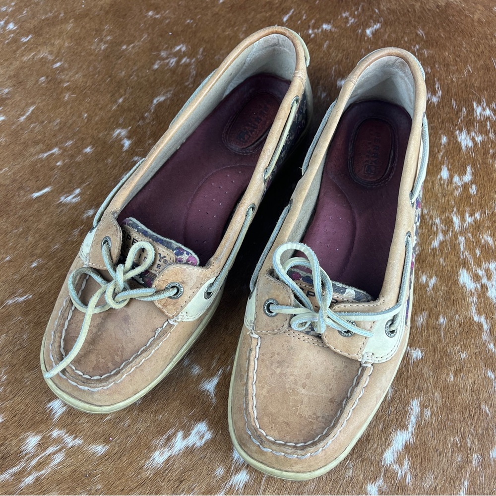 Sperry top sider boat shoe in brown and floral - Picture 4 of 10